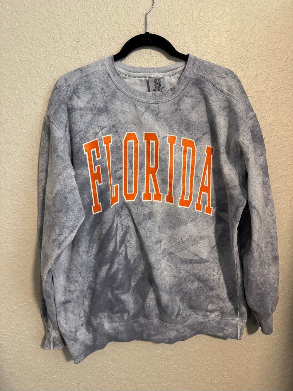 Comfort Colors Gray Tie-Dye Crewneck with Orange FLORIDA Graphic